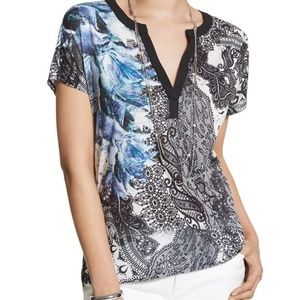 NWT Chico's Scrolled Split-Back Short-Sleeve Top Size 2 M L 12 14 MSRP $69